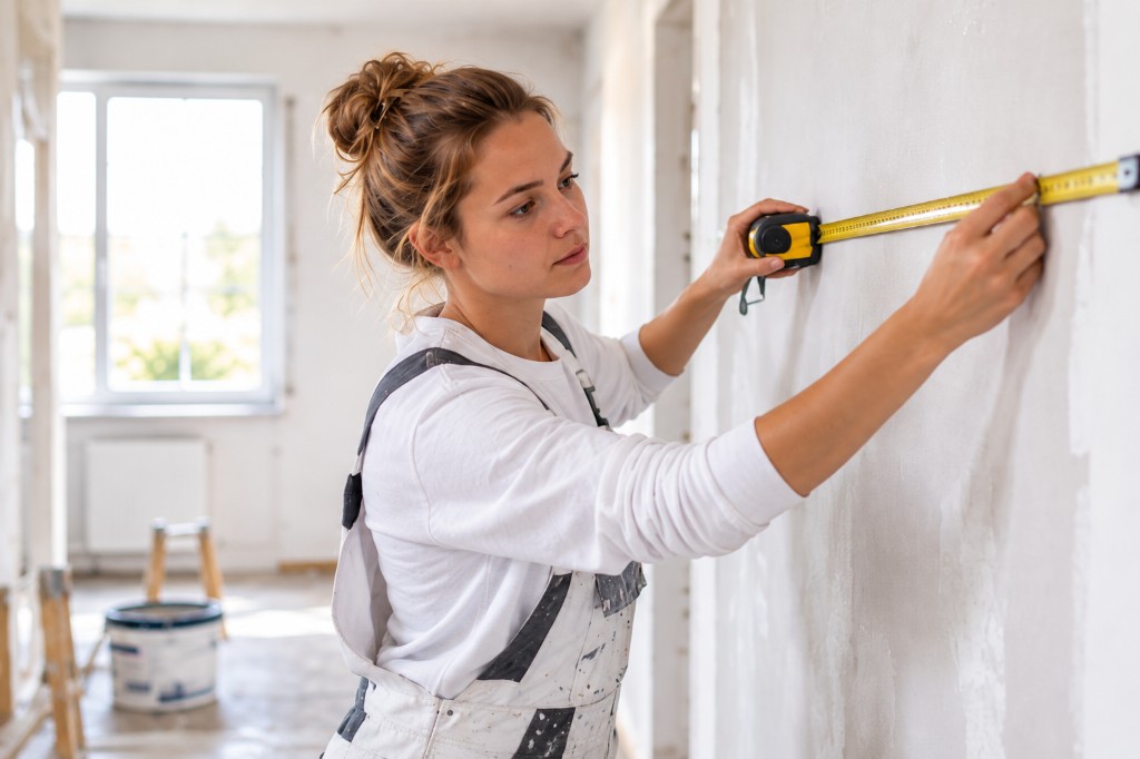 Wand wird ausgemessen