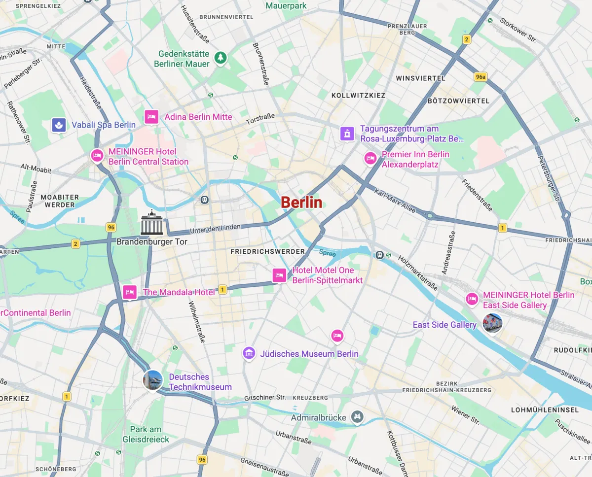 Route zur Baustelle in Google Maps